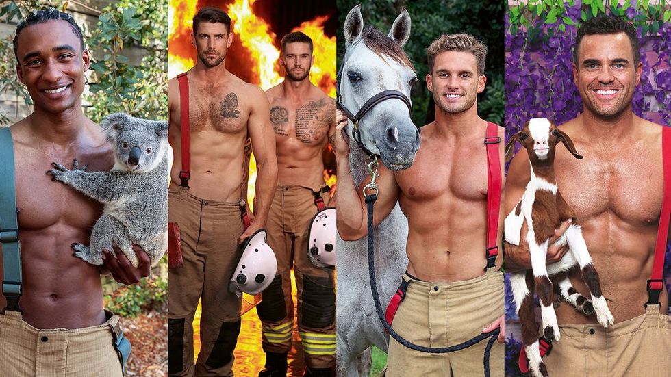 2025 Australian Firefighter Calendar sexy shirtless men with cute animals wearing uniforms