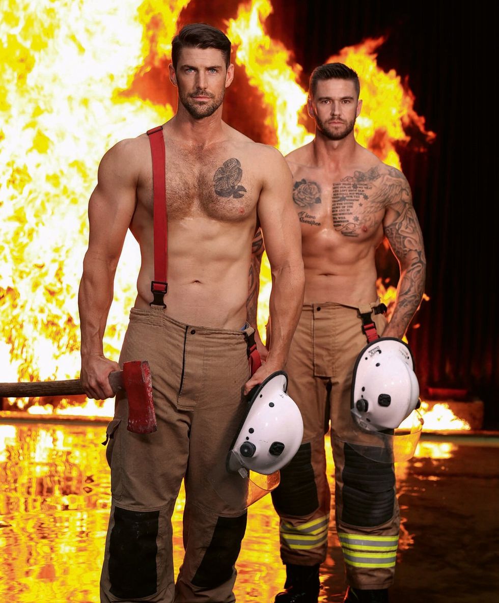 2025 Australian Firefighter Calendar sexy shirtless men with cute animals wearing uniforms