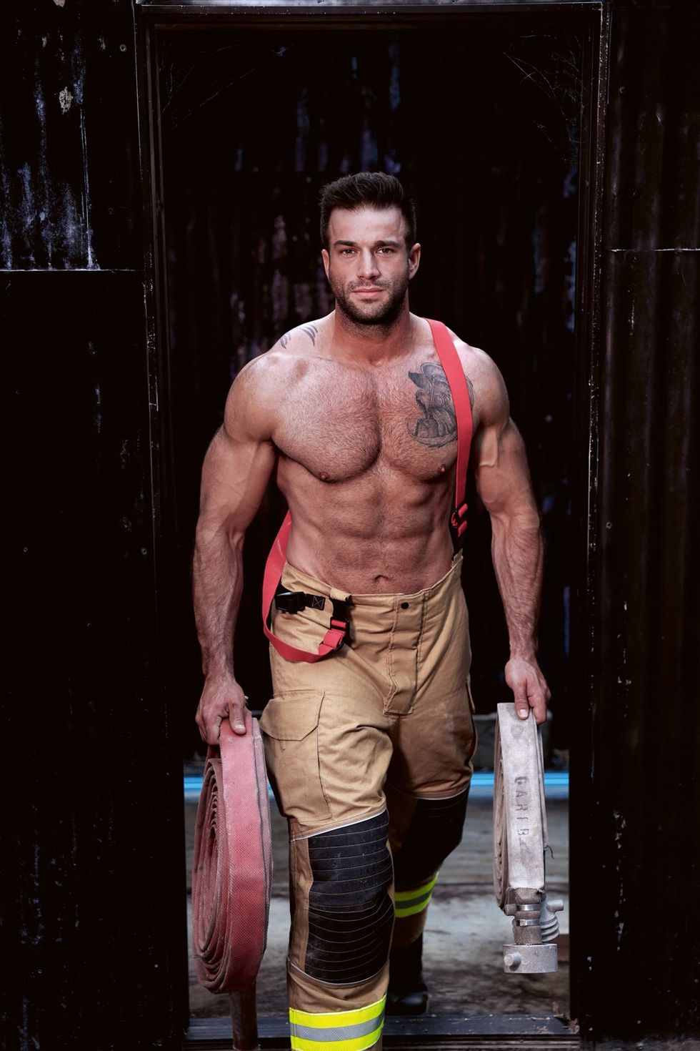 2025 Australian Firefighter Calendar sexy shirtless men with cute animals wearing uniforms