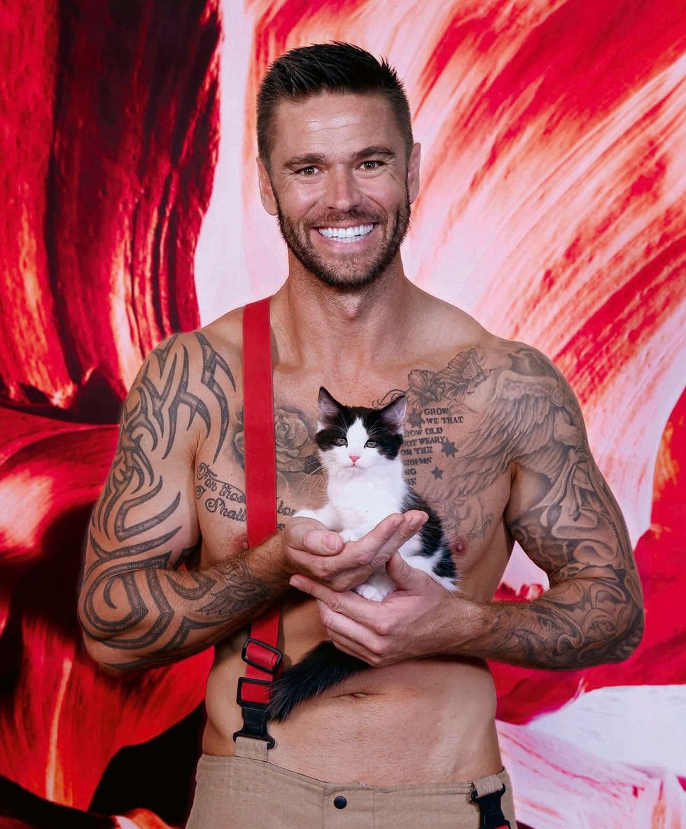2025 Australian Firefighter Calendar sexy shirtless men with cute animals wearing uniforms