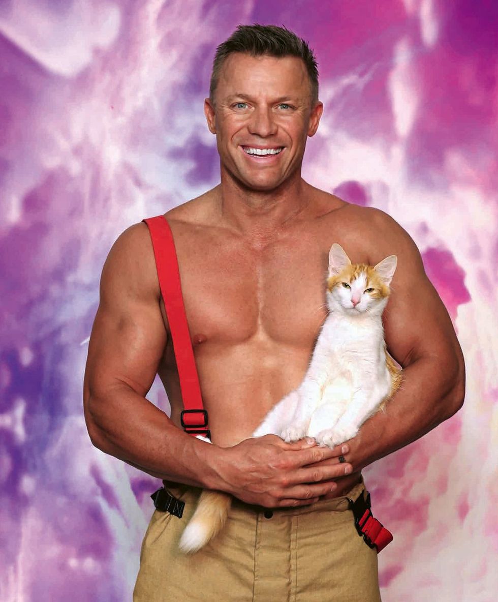 2025 Australian Firefighter Calendar sexy shirtless men with cute animals wearing uniforms