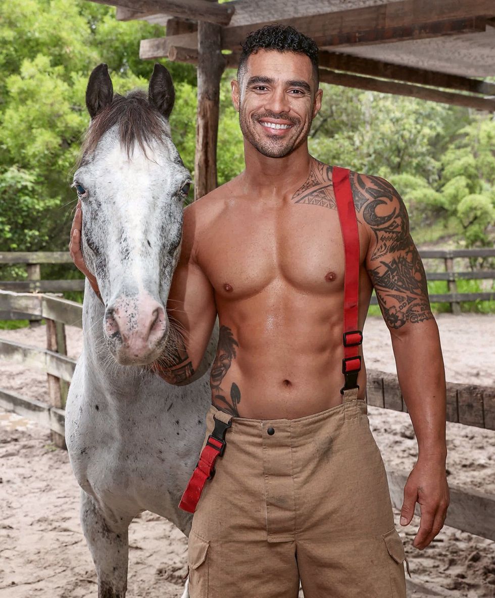 2025 Australian Firefighter Calendar sexy shirtless men with cute animals wearing uniforms