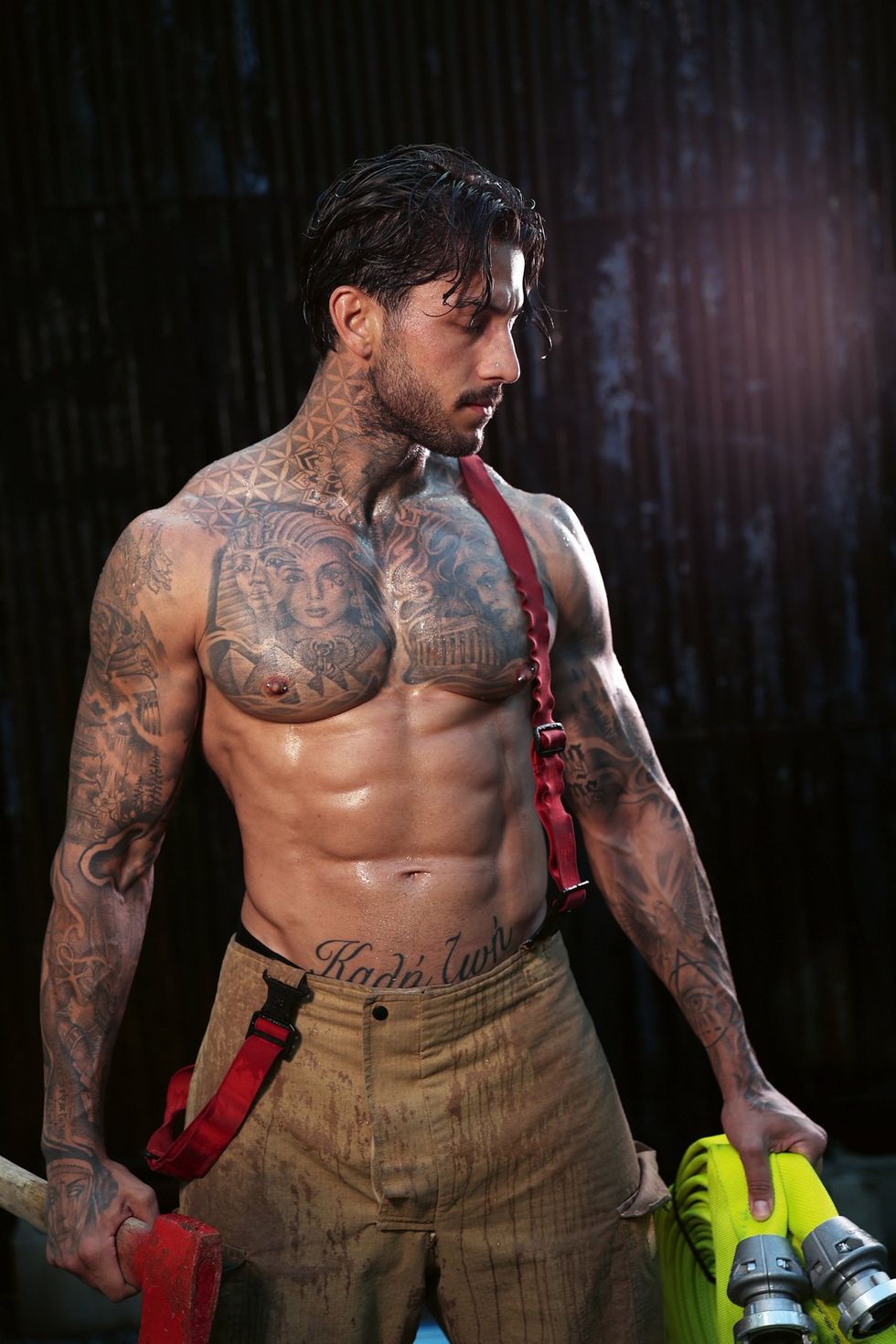 2025 Australian Firefighter Calendar sexy shirtless men with cute animals wearing uniforms