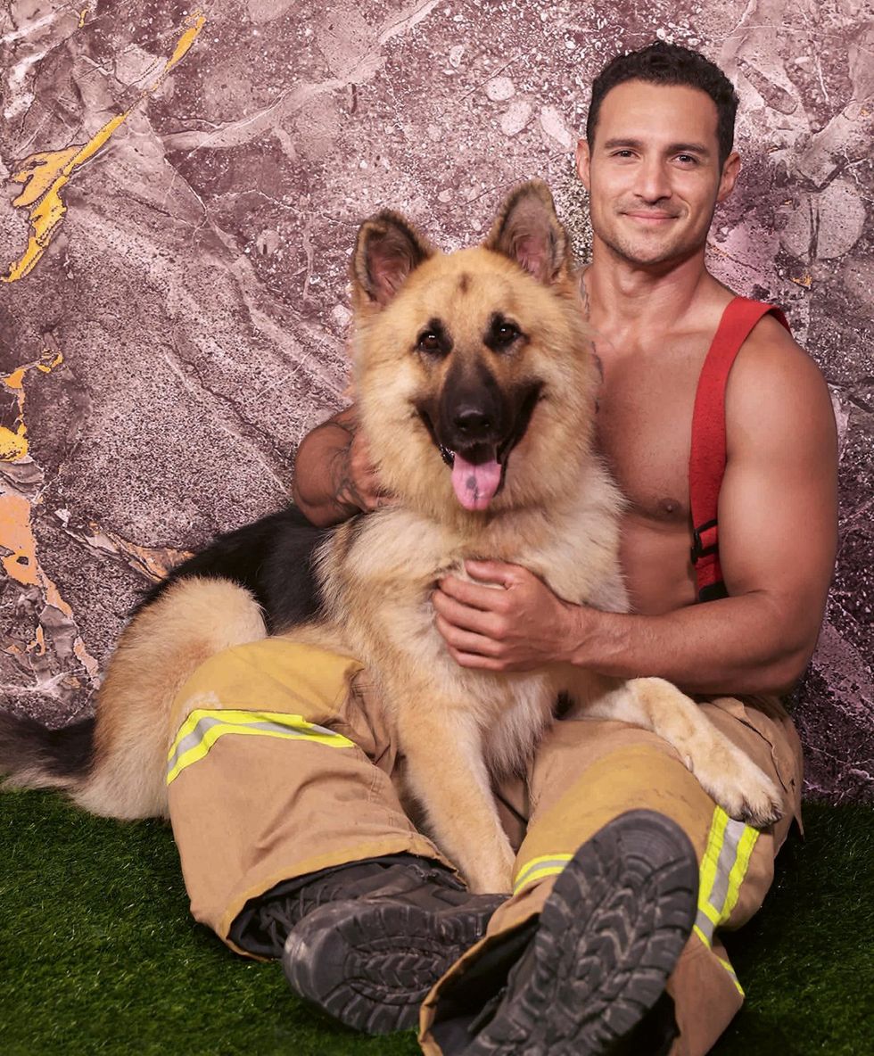 2025 Australian Firefighter Calendar sexy shirtless men with cute animals wearing uniforms