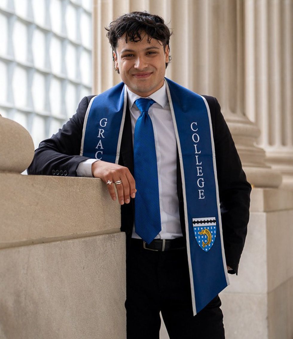 2025 Point Foundation Scholar Graduate Gustavo graduation cap and sash