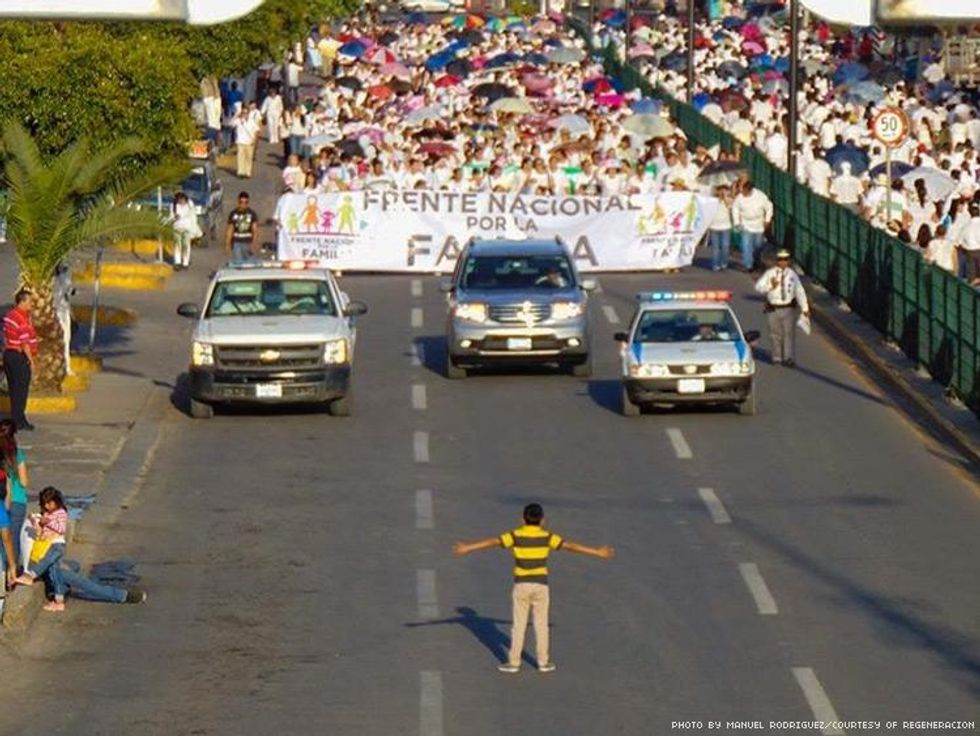 A 12-Year-Old Boy in Mexico Stood Up to an Entire March of Anti-Gay Protestors