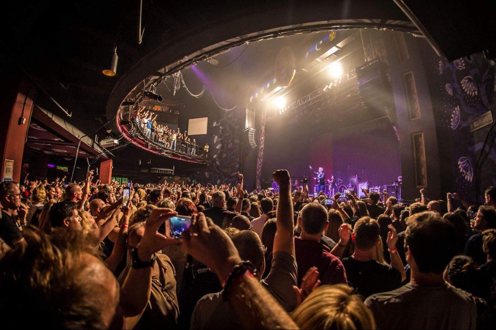 A crowd watches a live performance at House of Blues Dallas.
