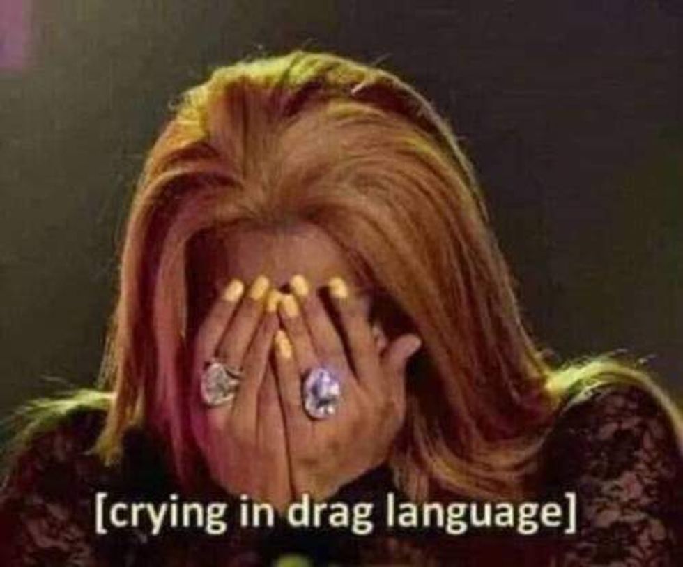 A fan edit of \u200bRoxxxy Andrews "crying in drag language"; originally seen on \u200bRuPaul's Drag Race\u200b season 5