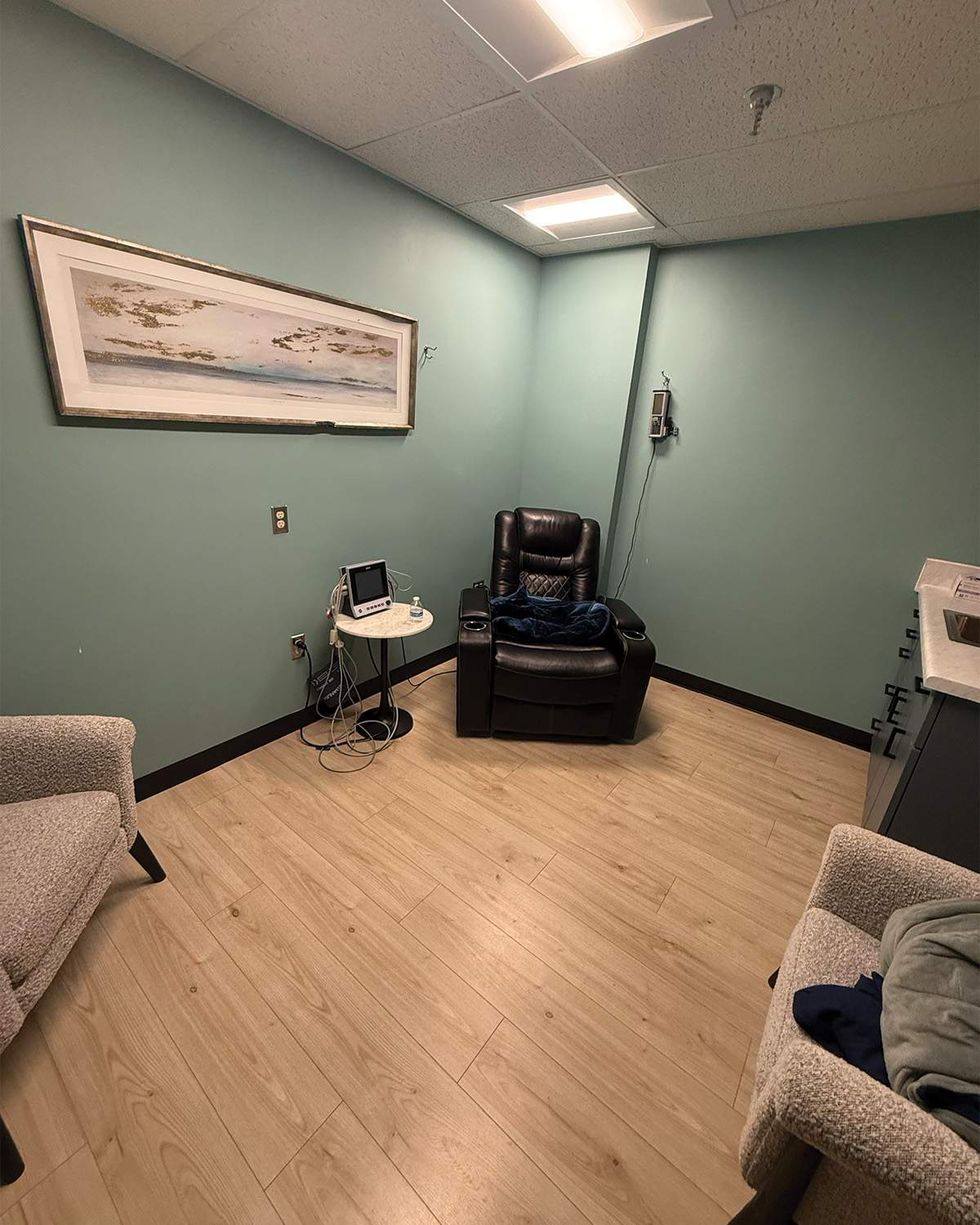 A ketamine therapy room at MindPeace Clinic in Richmond, Virginia