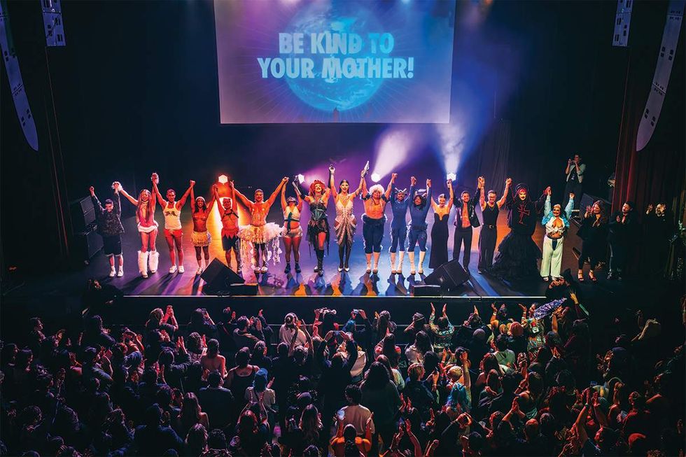 A large crowd celebrates Pattie Gonia at the Warfield Theatre in San Francisco