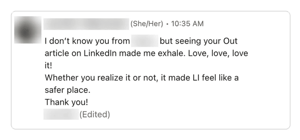 A LinkedIn message