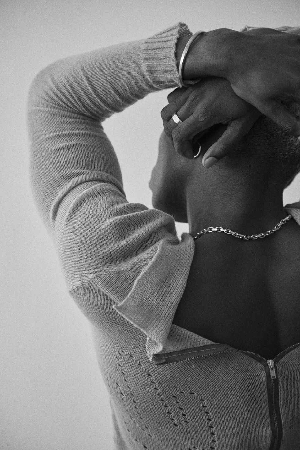 A model wearing knits.