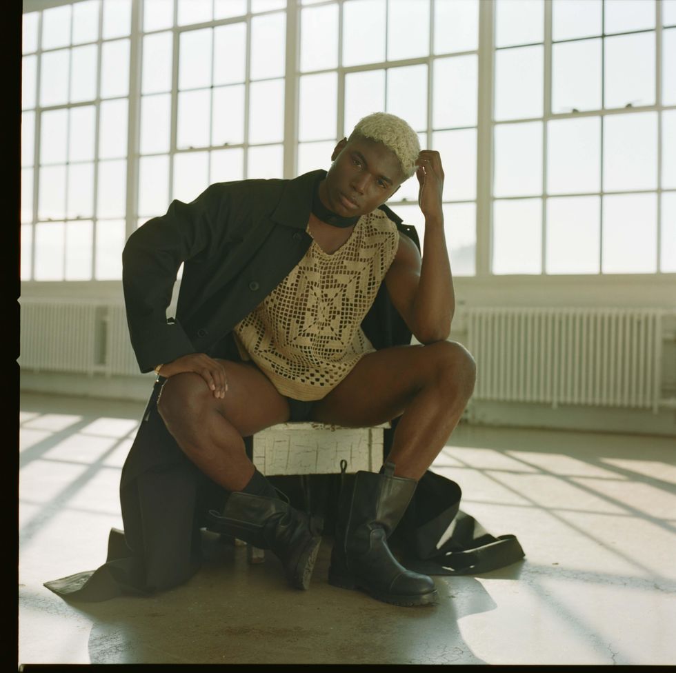 A model wearing knits.