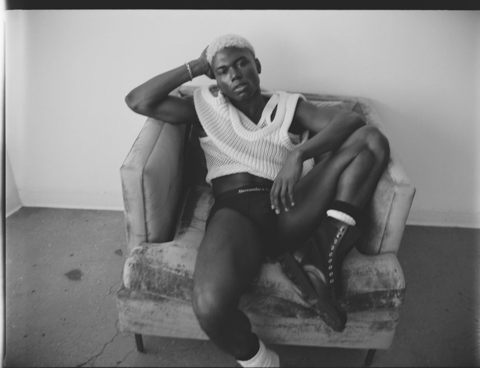 A model wearing knits.