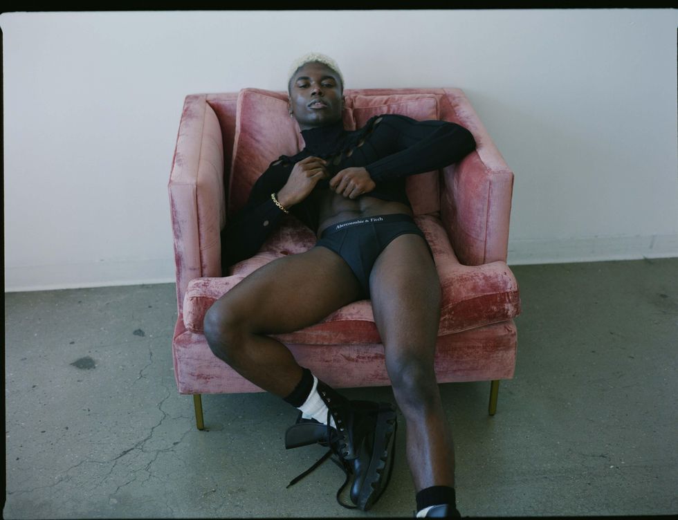 A model wearing knits.