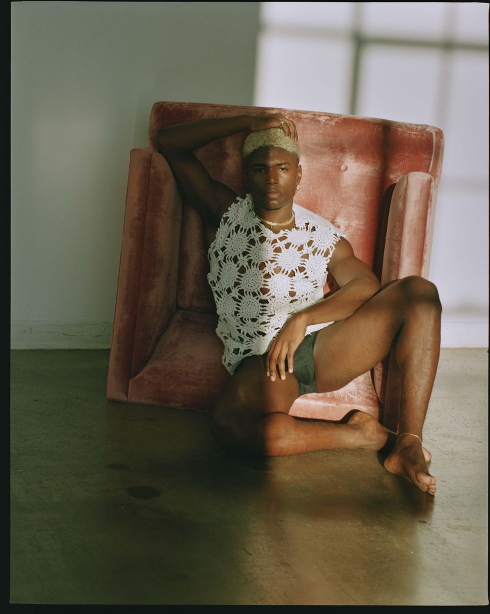 A model wearing knits.