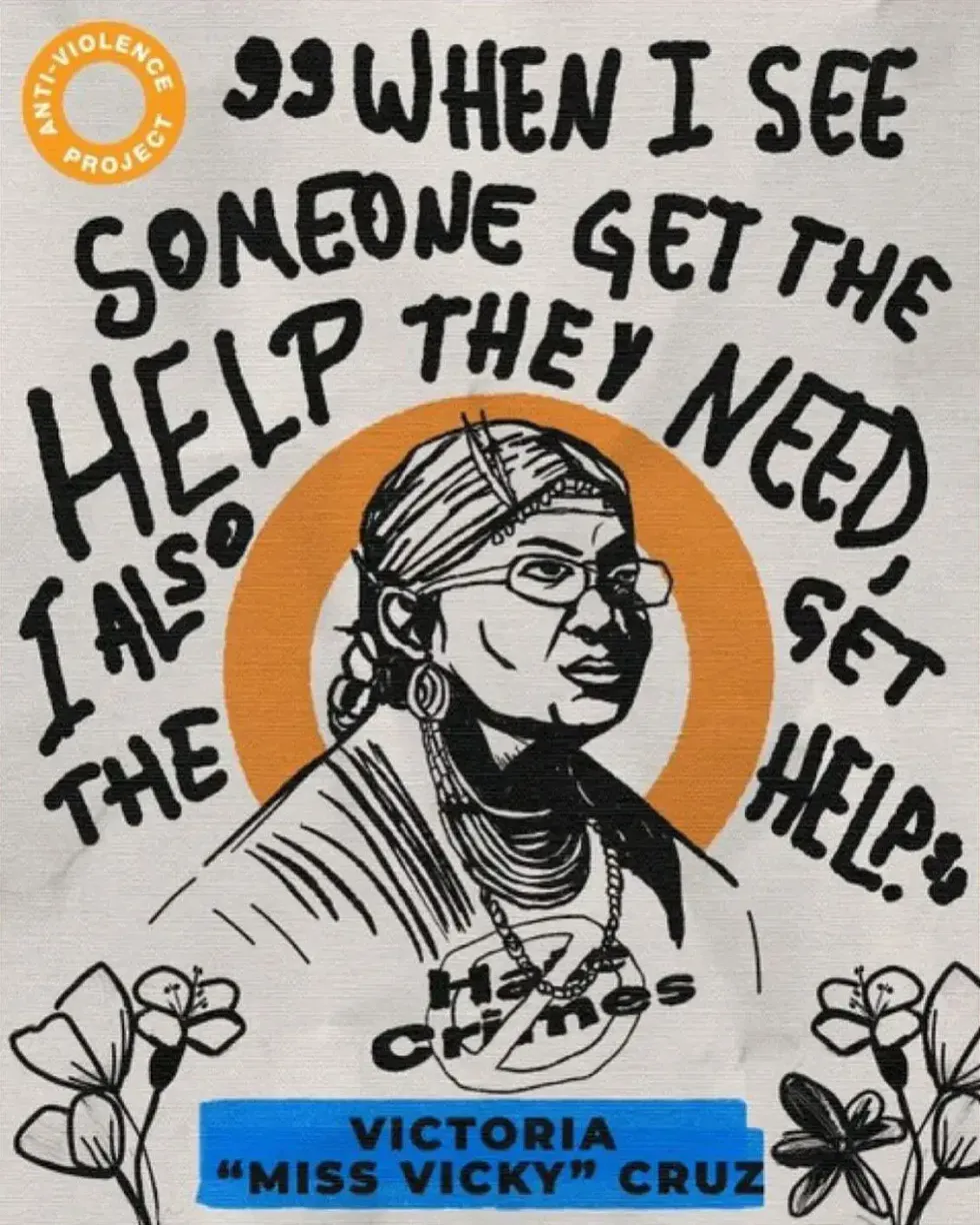 A poster featuring the image of Victoria Cruz for the NYC Anti-Violence Project