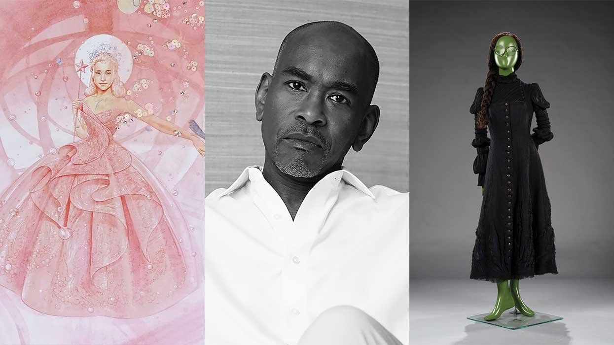 ​A sketch of Glinda's gown, portrait of Paul Tazewell, Elphaba's costume