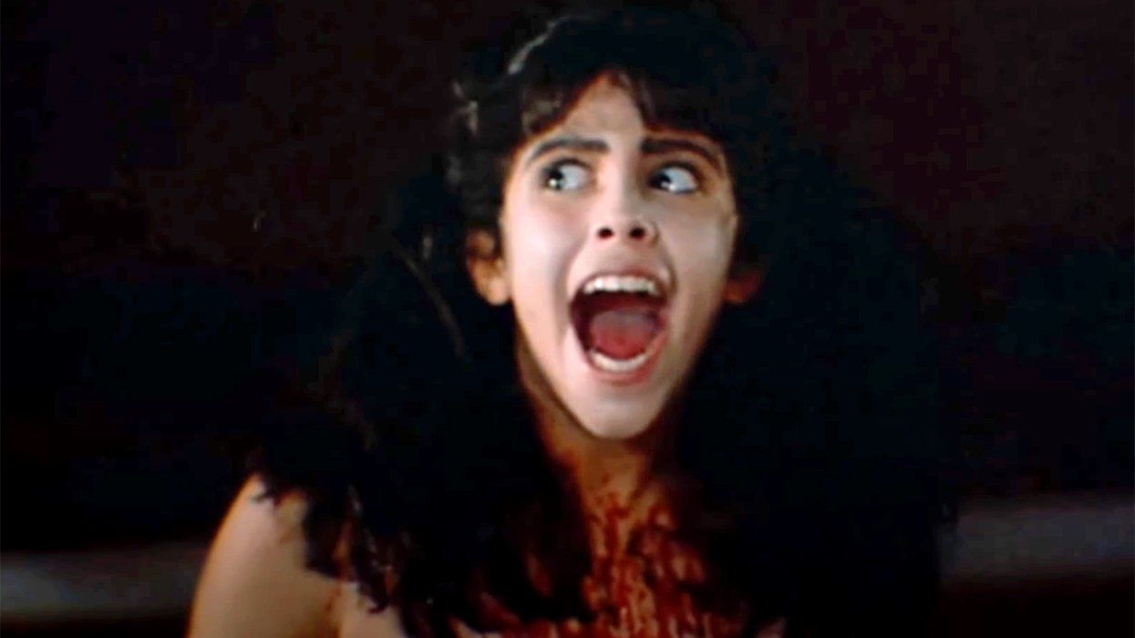 A still from the final scene of the slasher film Sleepaway Camp