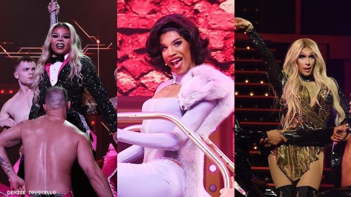 A triptych of photso from Drag Race: Live in Las Vegas