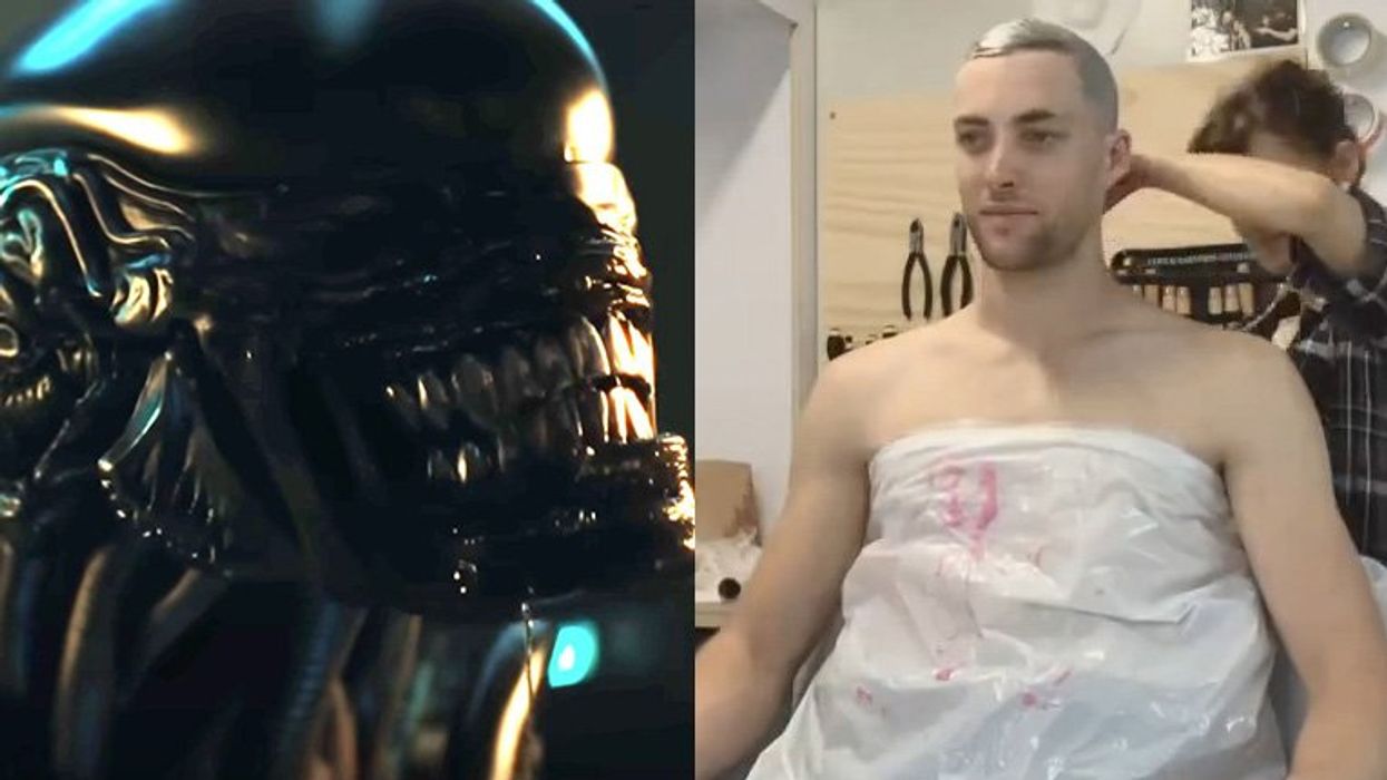 A xenomorph and Cameron Brown