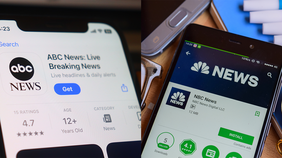ABC News is the news division of the American Broadcasting Company, Headquartered in New York City,Hand holding iPhone with ABC News App. New Delhi, India, 11 June 2025.; BEKASI, WEST JAVA, INDONESIA. SEPTEMBER 2, 2018 : NBC News dev app on Smartphone screen. NBC News is a freeware web browser developed by NBC News Digital LLC
