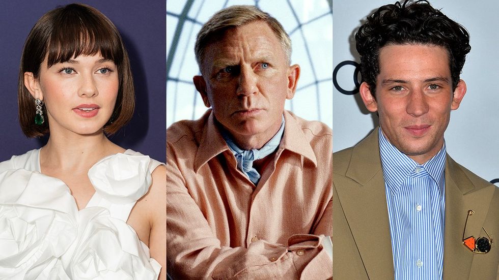 Actress Cailee Spaeny actor Daniel Craig as benoit blanc knives out Josh OConnor