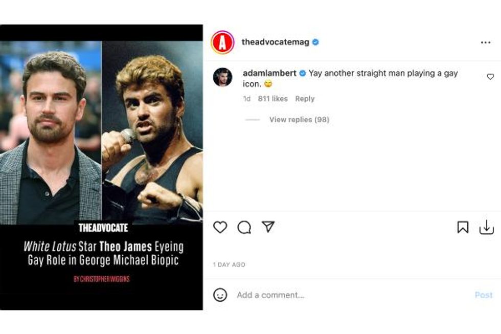 Adam Lambert's Instagram comment