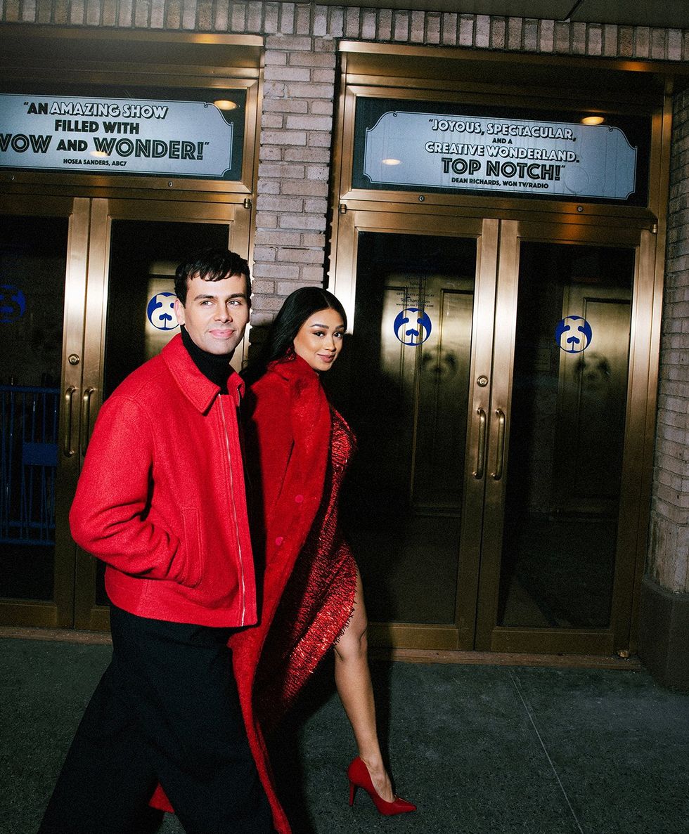 Ainsley Melham outside broadway theater
