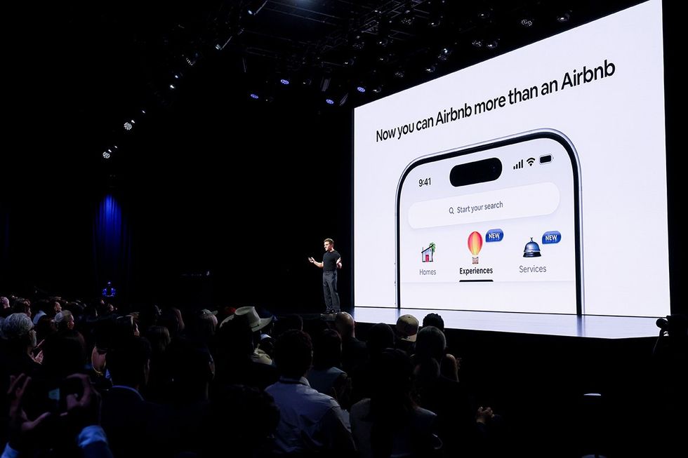 Airbnb Co-Founder and CEO Brian Chesky speaking at the event in Los Angeles on May 13.