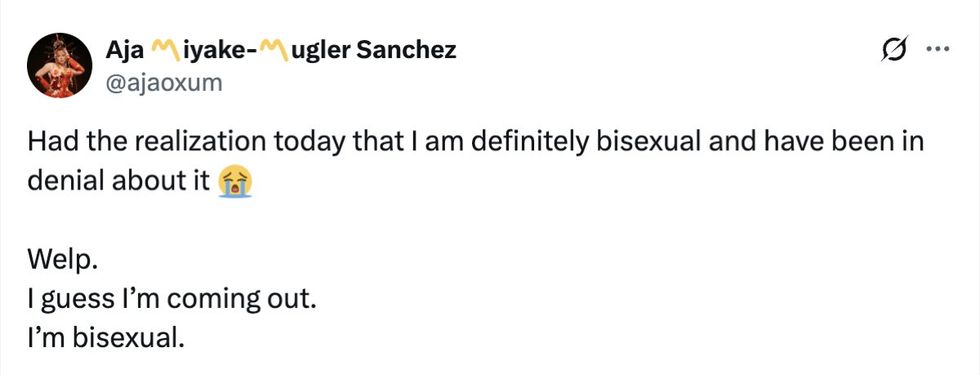 Aja comes out as bisexual via X/Twitter