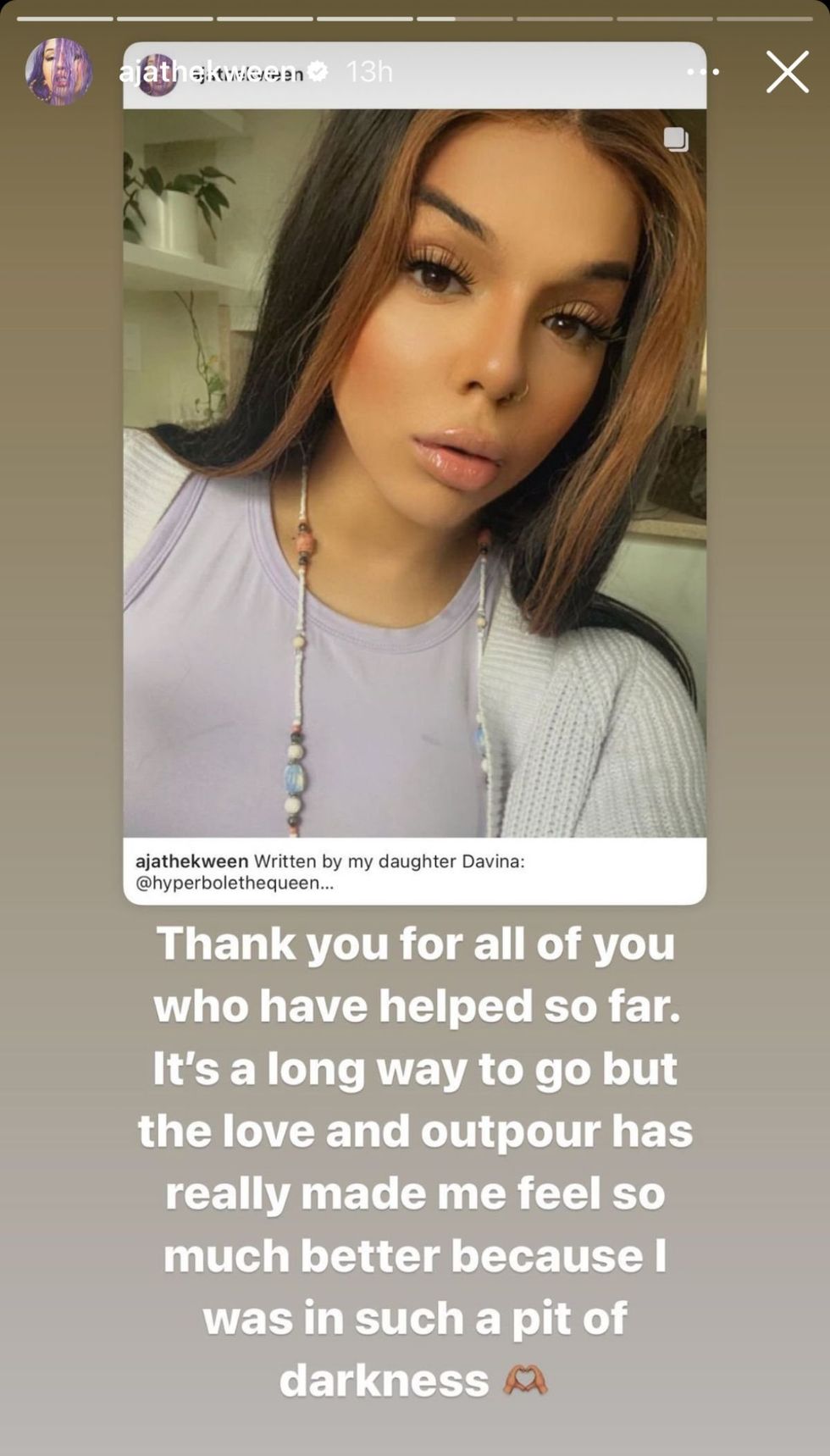 Aja via Instagram stories