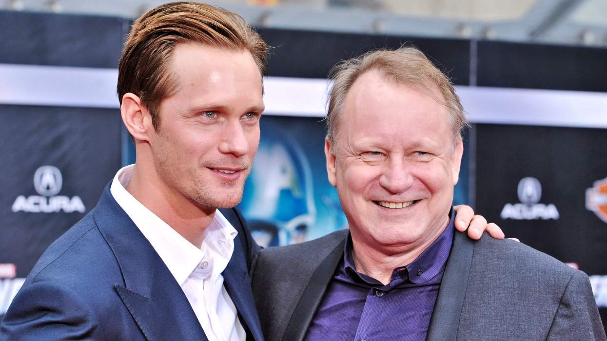 Alexander Skarsgård and Stellan Skarsgård on a red carpet