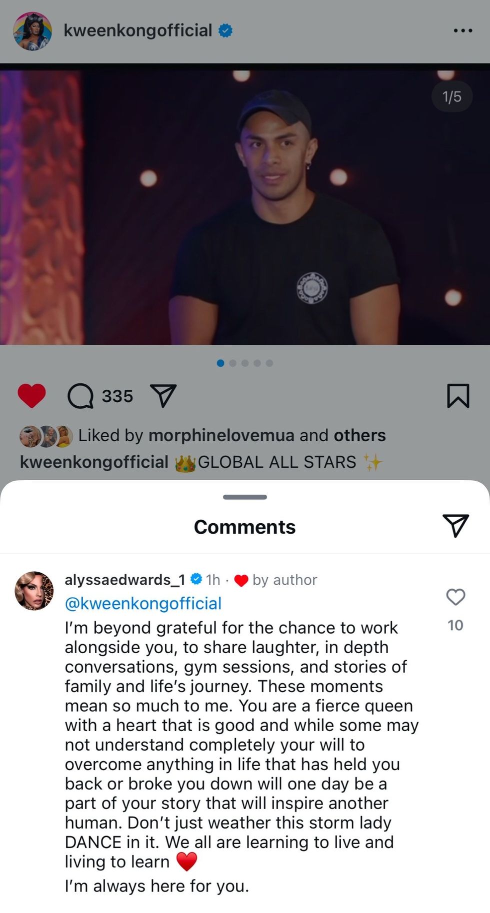 Alyssa Edwards and Kween Kong interact on Instagram