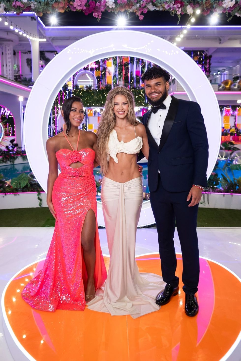 Amaya Espinal, Ariana Madix, and Bryan Arenales on Love Island USA season 7