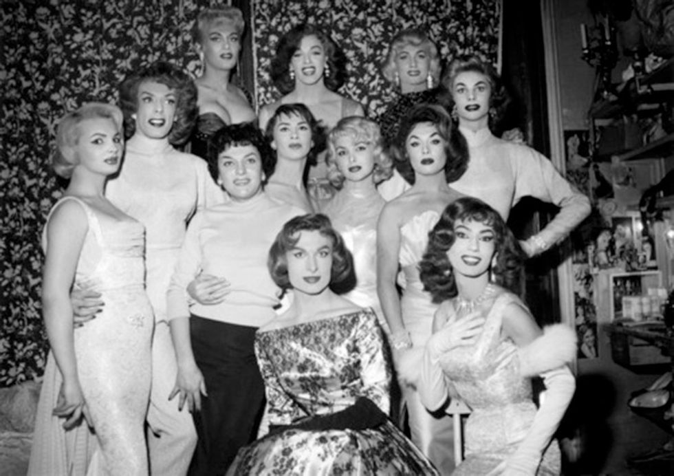 April Ashley pictured in center third row with Performers of Le Carrousel Paris France