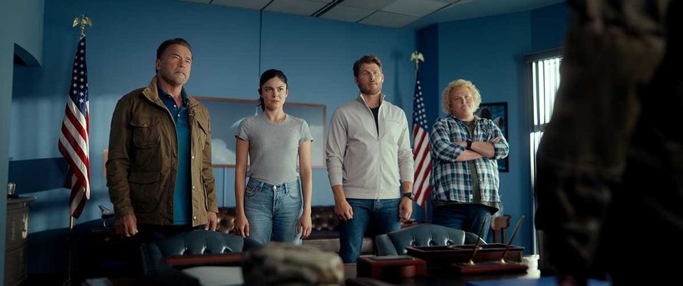 Arnold Schwarzenegger Monica Barbaro Travis Van Winkle Fortune Feimster Fubar