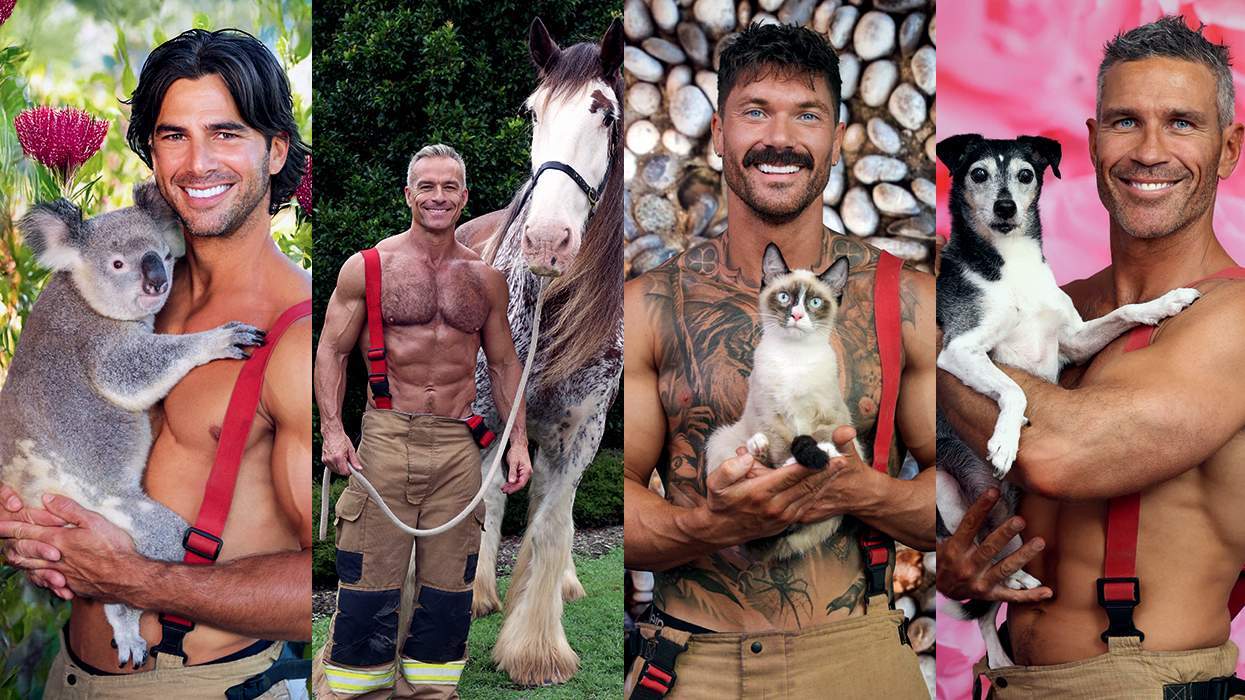 Australian Firefighters 2026 charity calendar sexy men posing with animals