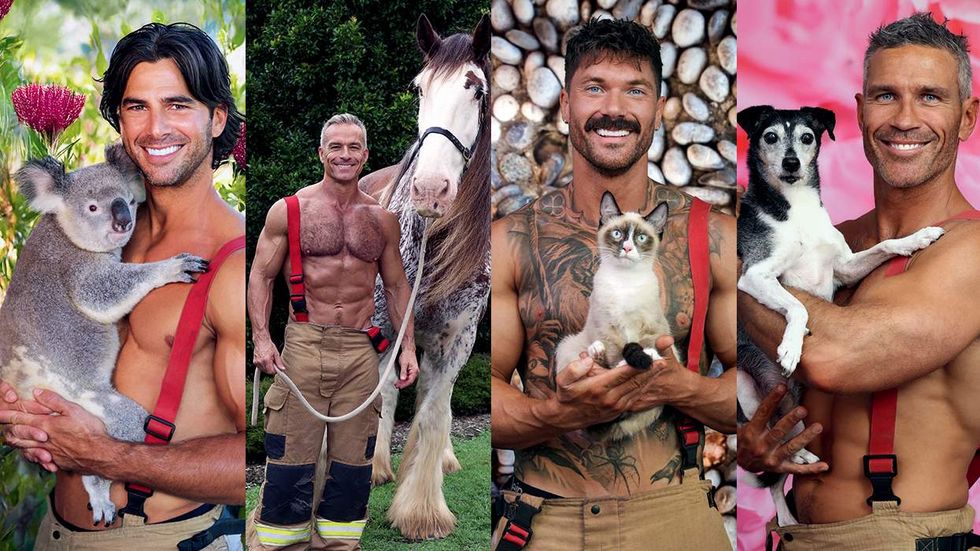 Australian Firefighters 2026 charity calendar sexy men posing with animals