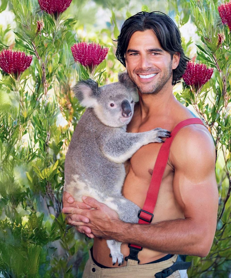 Australian Firefighters 2026 charity calendar sexy men posing with animals