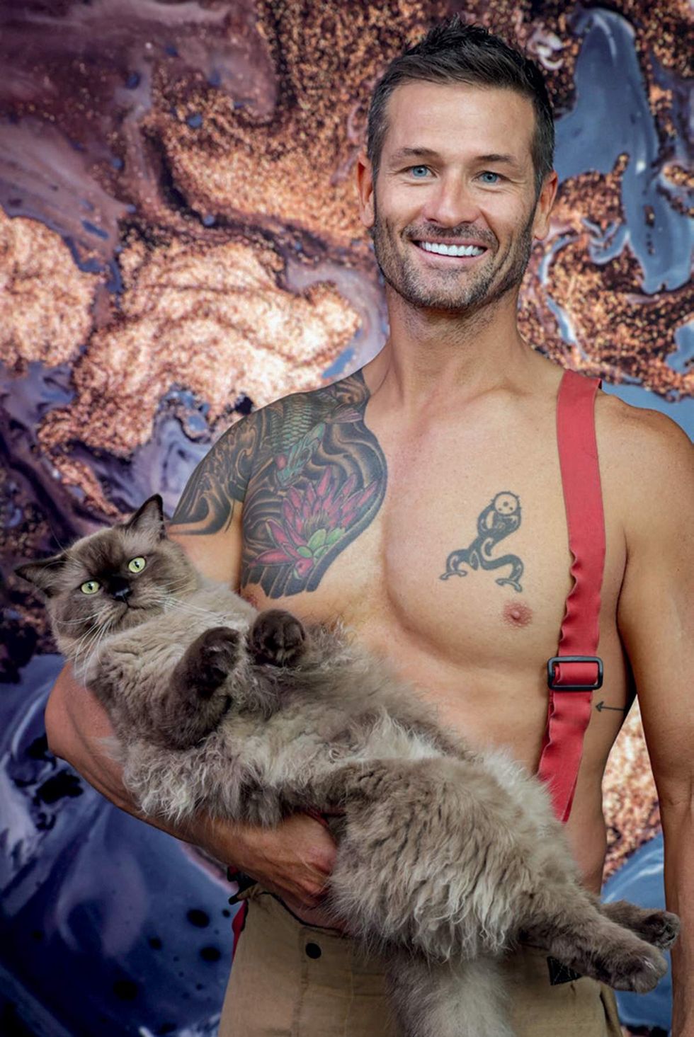 Australian Firefighters 2026 charity calendar sexy men posing with animals