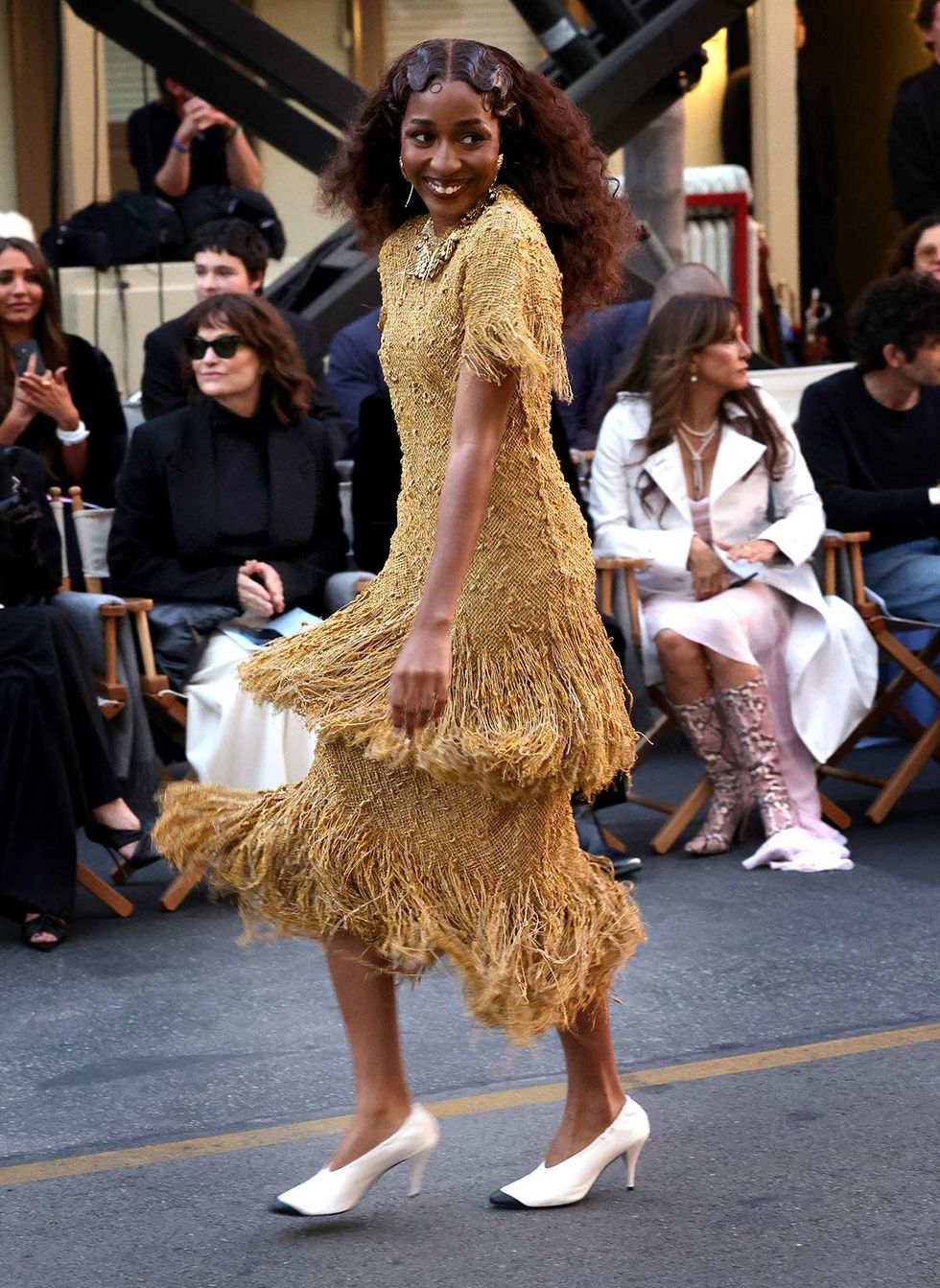 Ayo Edebiri walks the runway during Vogue World Hollywood 2025