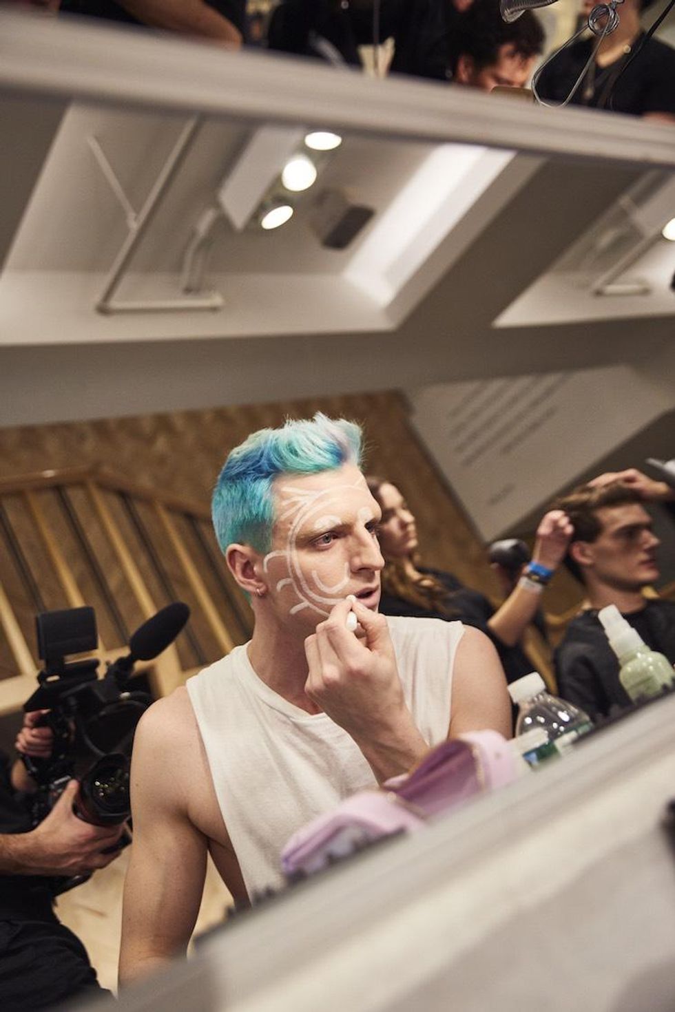 Backstage at the Colorful Perry Ellis Fall 18 Show