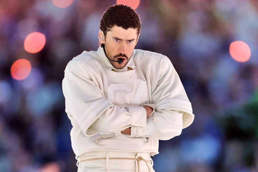 Bad Bunny performing on the 2026 Super Bowl Halftime Show