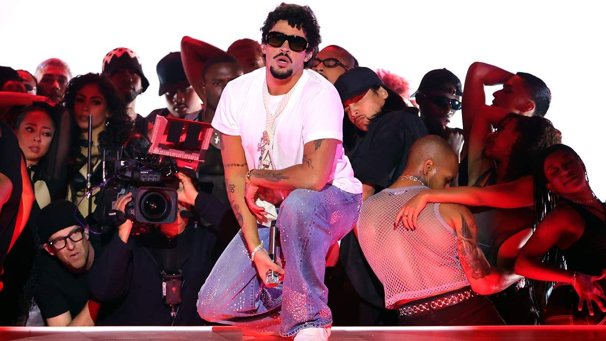 Bad Bunny performing onstage at the 2025 iHeartRadio Music Awards in Los Angeles