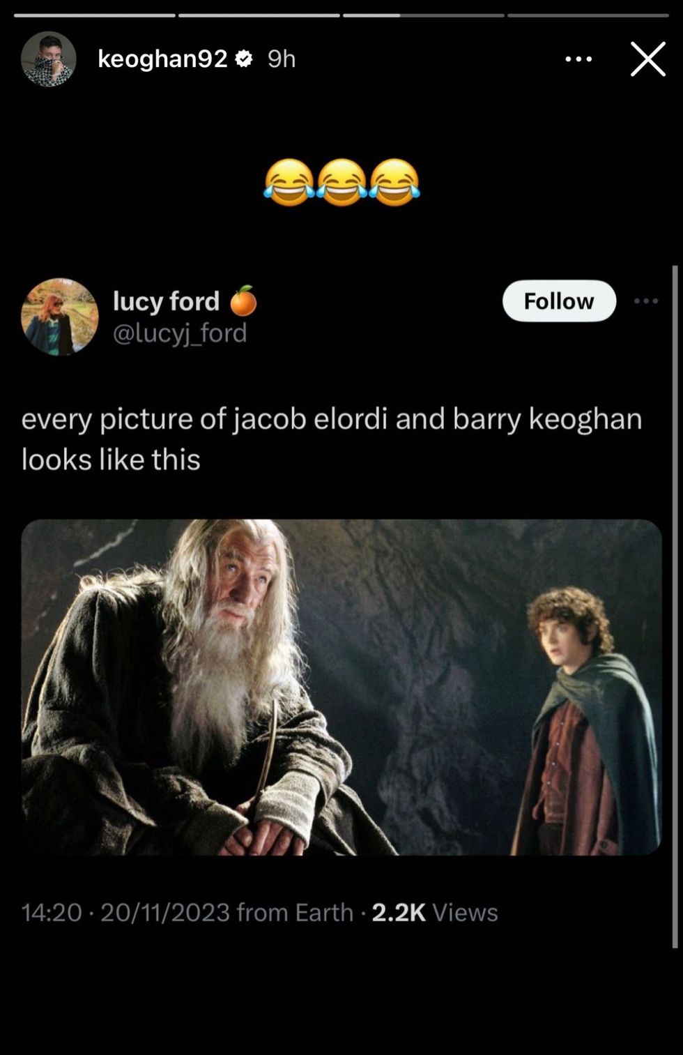 Barry Keoghan via Instagram stories