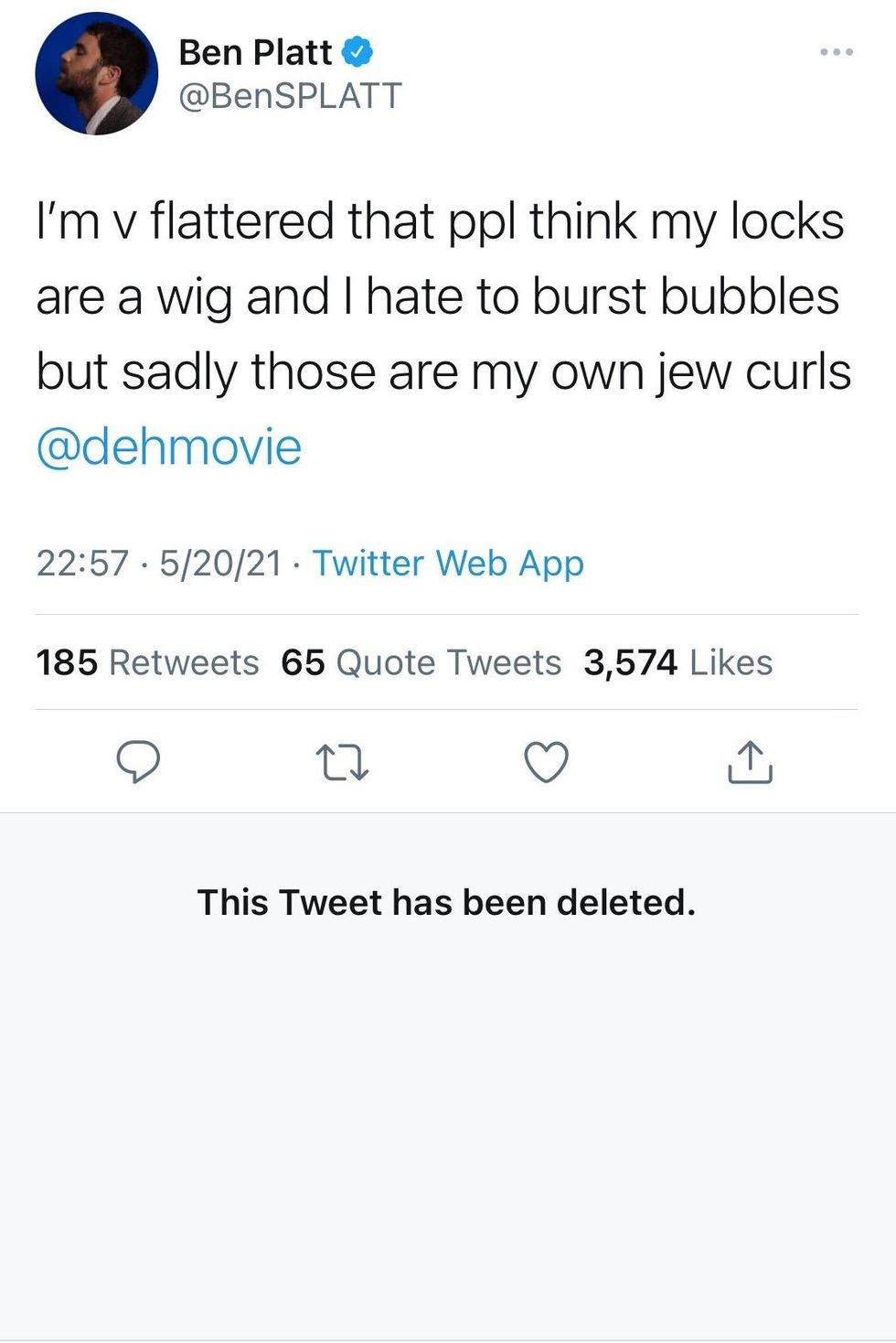 Ben Platt's wig tweet