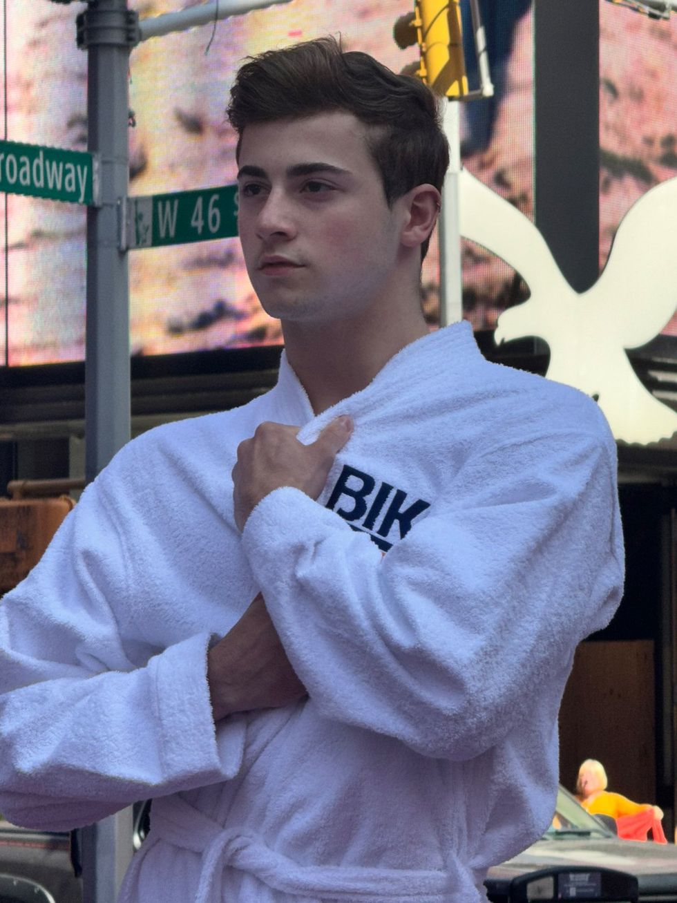 BIKE Athletic inventor of the jockstrap celebrates 150th anniversary on International Jockstrap Day with Broadway Bares Dancers in Times Square NYC