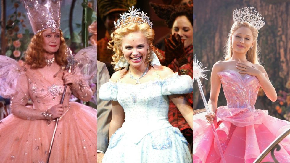 Billie Burke in The Wizard of Oz; Kristin Chenoweth in the Wicked musical; Ariana Grande in the Wicked movie