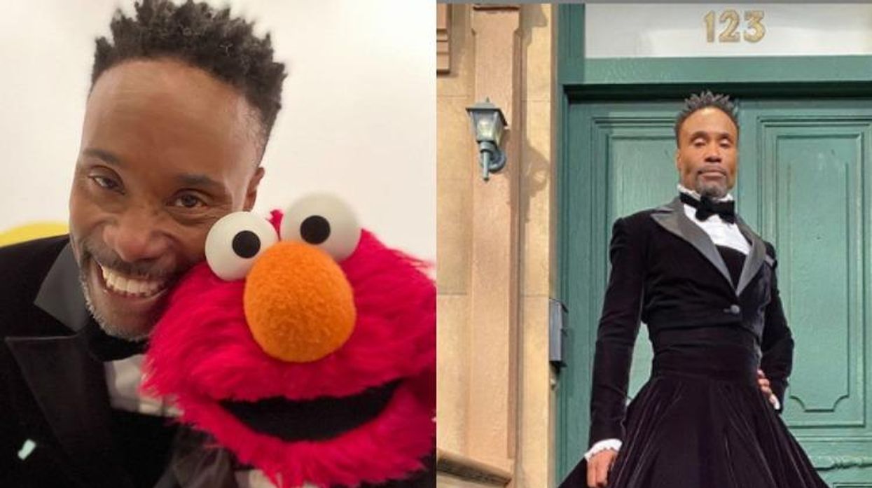 Billy Porter on set at Sesame Street.
